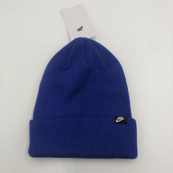 Brand New Nike Futura Logo Cuffed Beanie Blue One Size‎ Unisex Adult - Picture 1 of 4